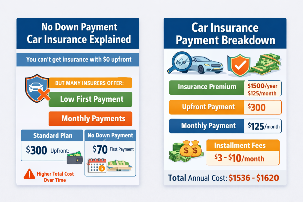 average car insurance down payment by driver risk level