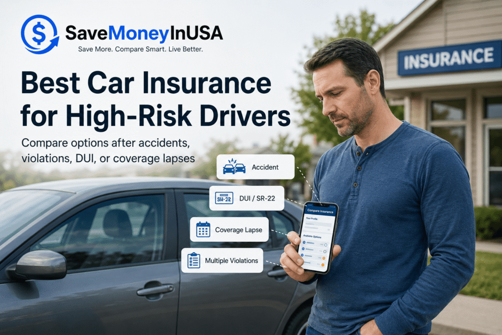 Best Car Insurance for High-Risk Drivers high-risk driver comparing car insurance options after accidents or traffic violations