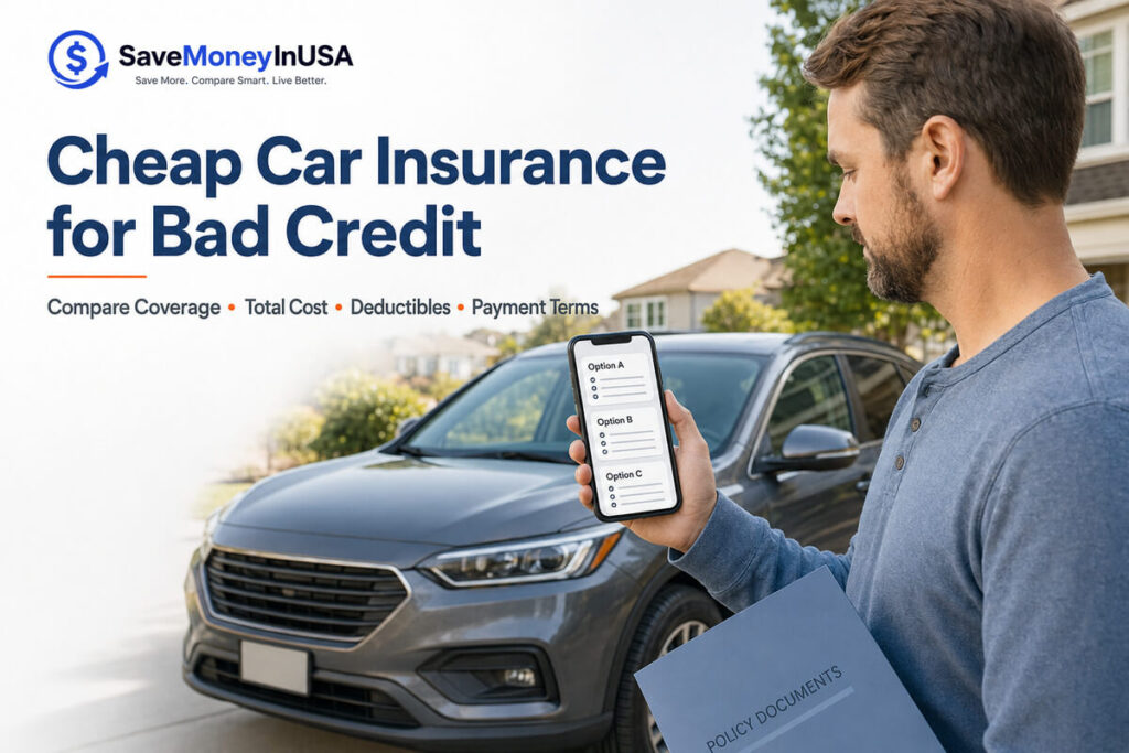 Cheap Car Insurance for Bad Credit Driver comparing car insurance quotes and payment options with bad credit