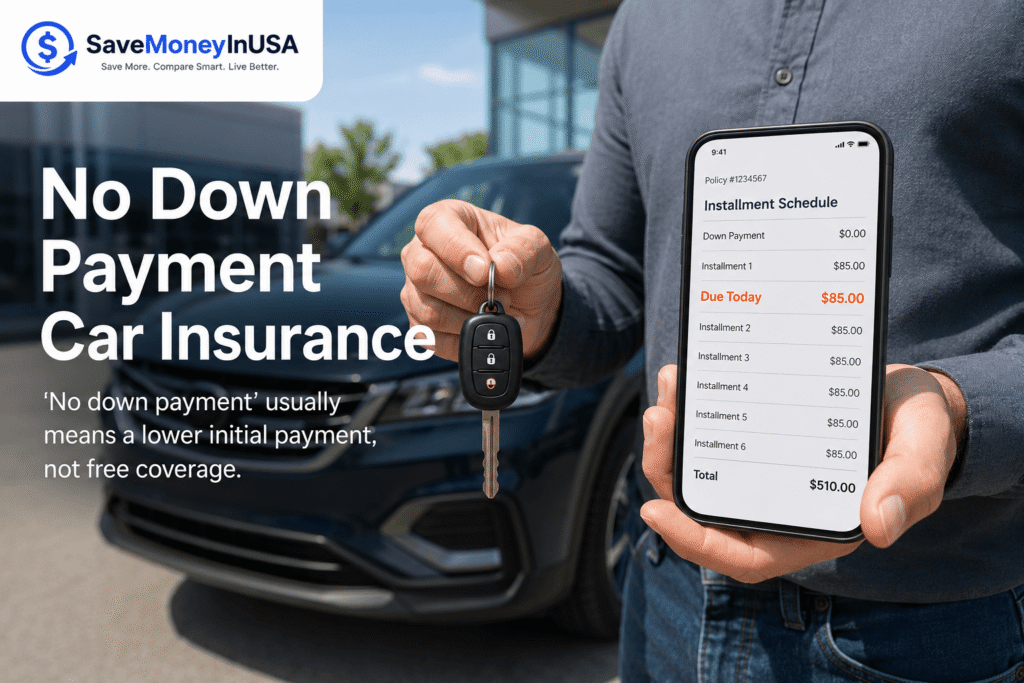 No Down Payment Car Insurance Driver reviewing a no down payment car insurance payment schedule