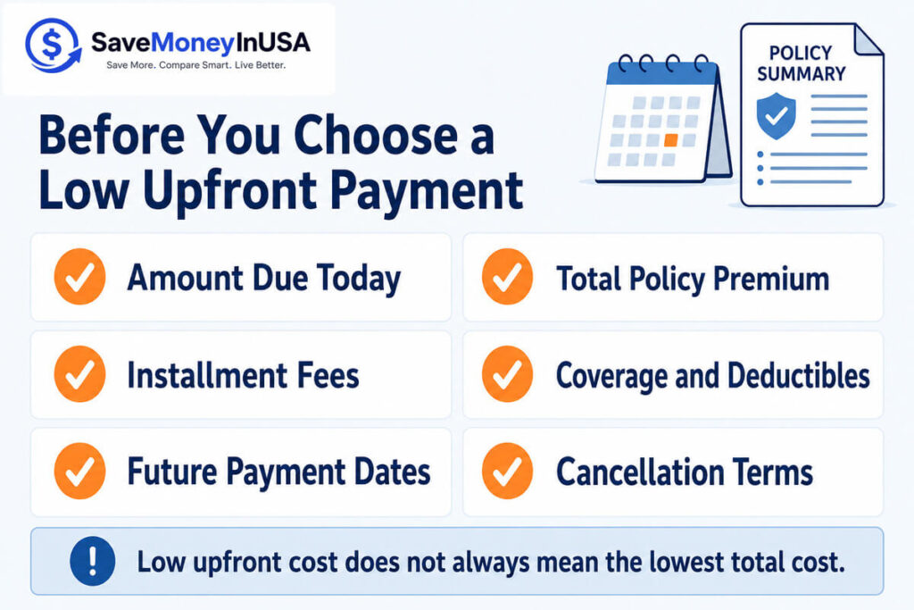 Low Upfront Car Insurance Payment Checklist No down payment car insurance comparison checklist