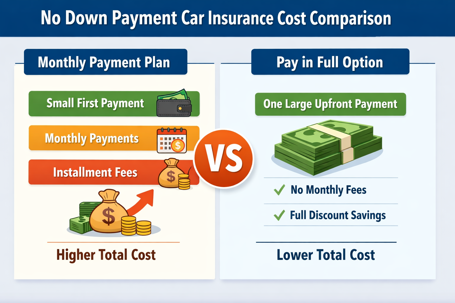no down payment car insurance cost comparison chart