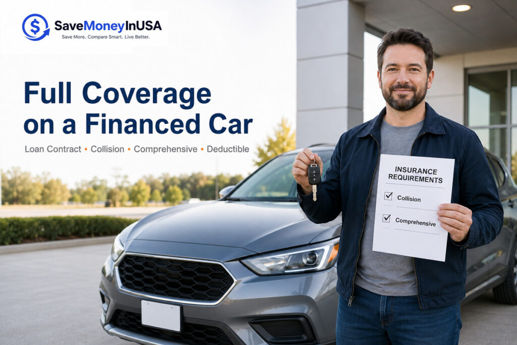 Driver reviewing full coverage requirements for a financed car