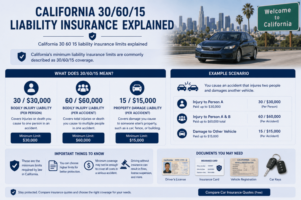 California 30 60 15 liability insurance limits explained