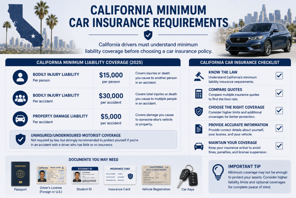 California Minimum Car Insurance Requirements California minimum car insurance requirements checklist