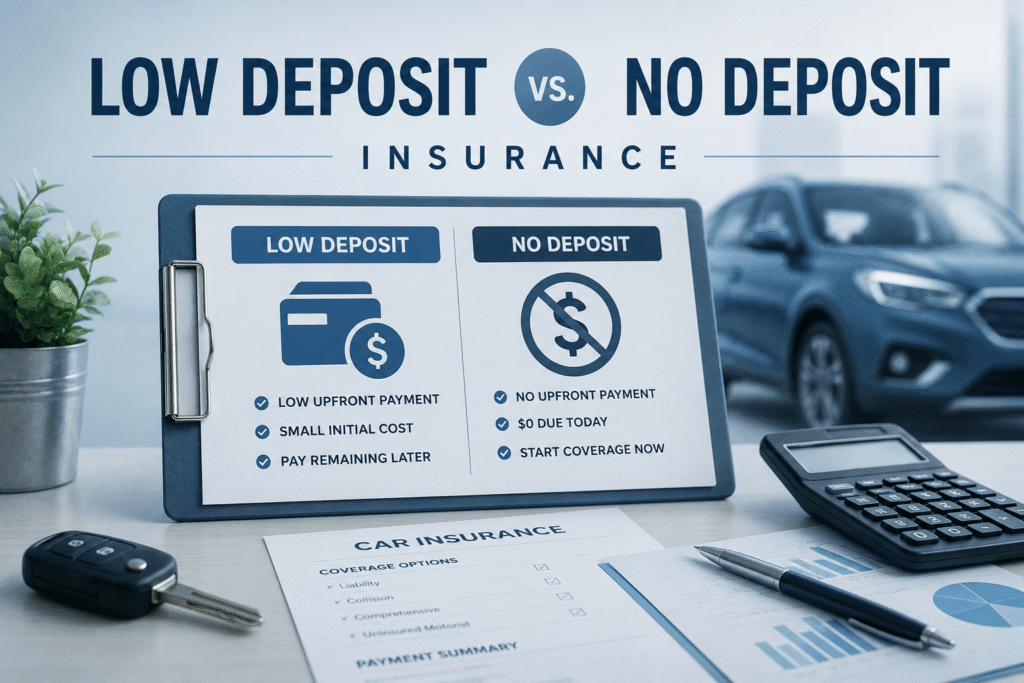 Low Deposit vs No Deposit Insurance Low deposit vs no deposit car insurance comparison