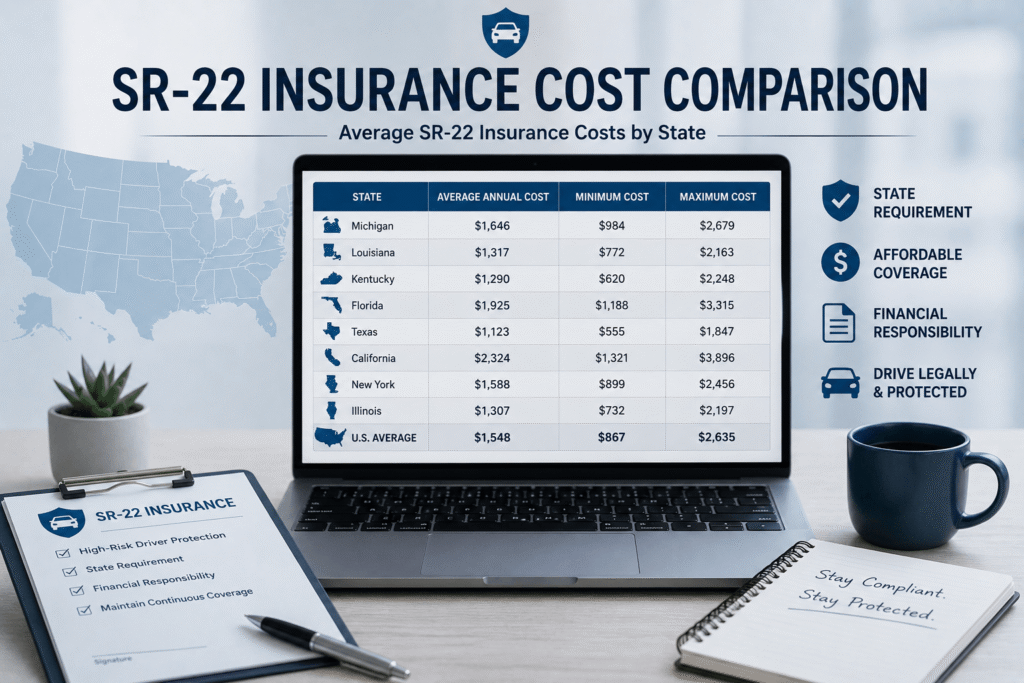 SR-22 Insurance Cost Comparison SR-22 insurance cost comparison across different states
