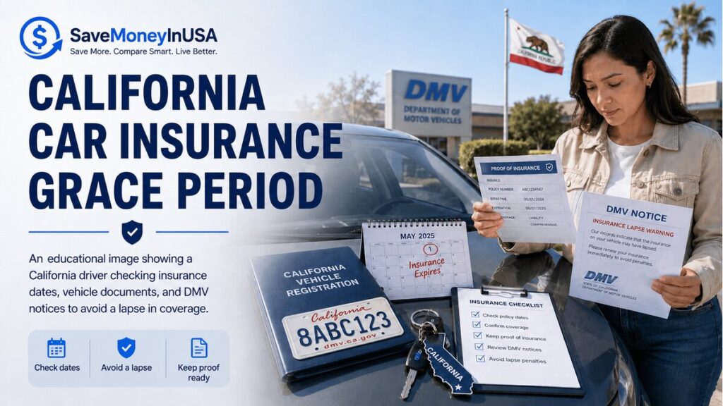 California driver checking when a car insurance grace period applies